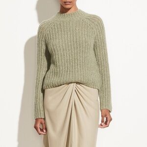 Vince - Marled Raglan Pullover in Jadeite Mohair Alpaca Blend Sweater Knit L